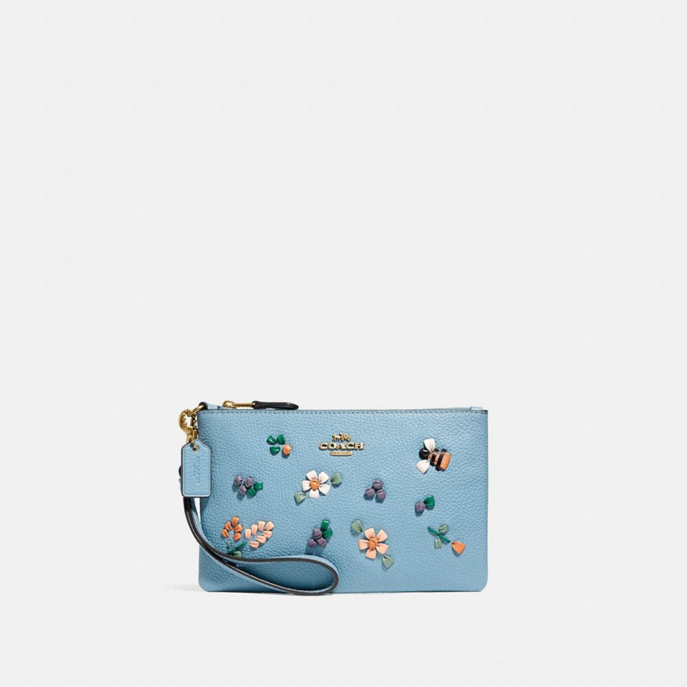 Small Wristlet With Floral Embroidery