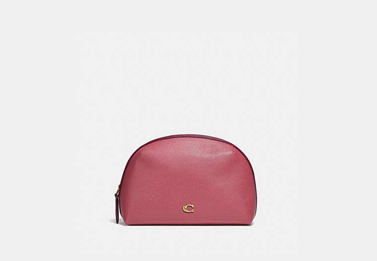 COACH®,JULIENNE COSMETIC CASE 22 IN COLORBLOCK,Pebble Leather,Brass/Rouge Multi,Front View