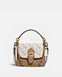 COACH®,BEAT SHOULDER BAG 18 WITH HORSE AND CARRIAGE PRINT,Coated Canvas,Small,Brass/Chalk Tan Taupe Multi,Front View