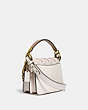 COACH®,BEAT SHOULDER BAG 18 WITH HORSE AND CARRIAGE PRINT,Coated Canvas,Small,Brass/Chalk Tan Taupe Multi,Angle View
