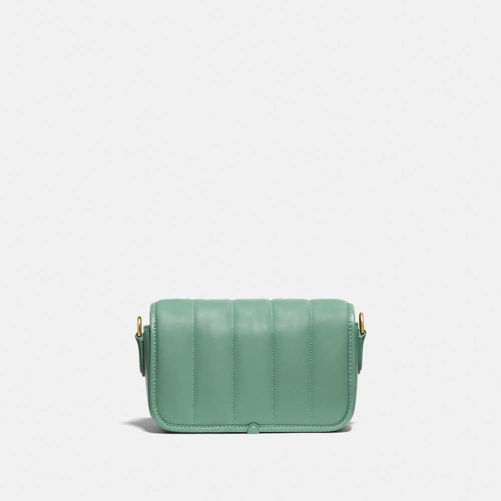 COACH®,DINKY 18 WITH QUILTING,Smooth Leather,Small,Brass/Washed Green,Back View