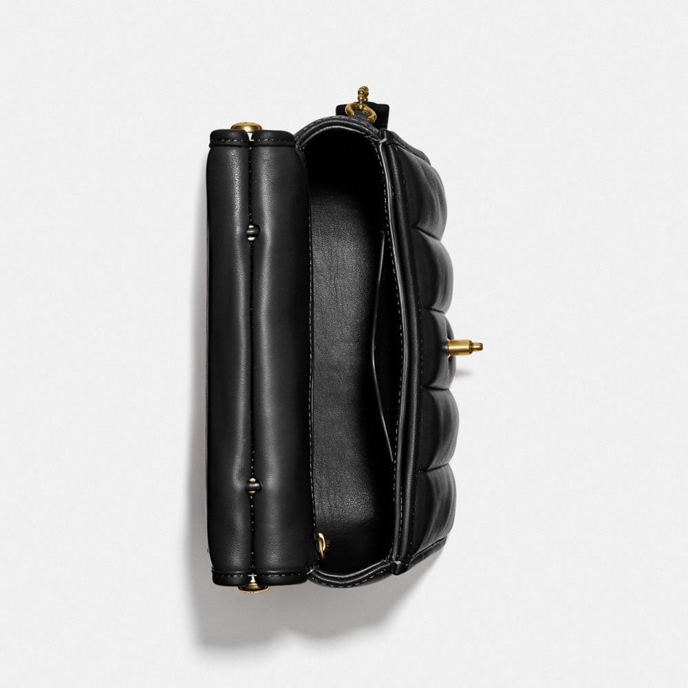 COACH®,WILLIS TOP HANDLE 18 WITH QUILTING,Smooth Leather,Medium,Brass/Black,Inside View,Top View