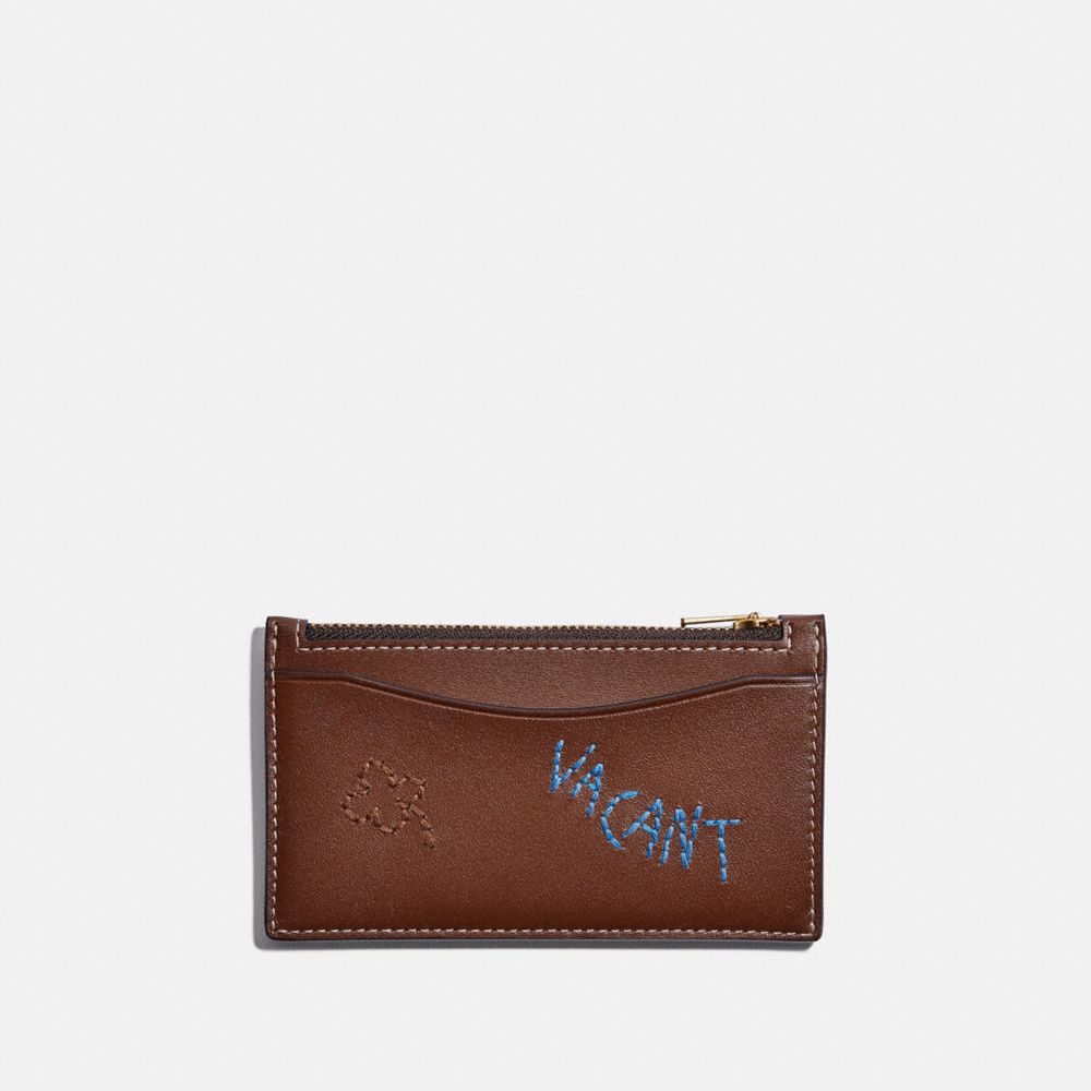 Zip Card Case With Embroidery