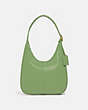COACH®,ERGO SHOULDER BAG IN ORIGINAL NATURAL LEATHER,Original Natural Leather,Small,Brass/Plant Green,Front View