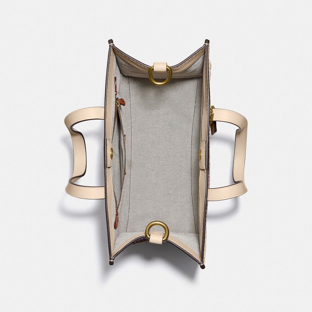 COACH®,Field Tote 30 In Upwoven Leather,,Inside View,Top View