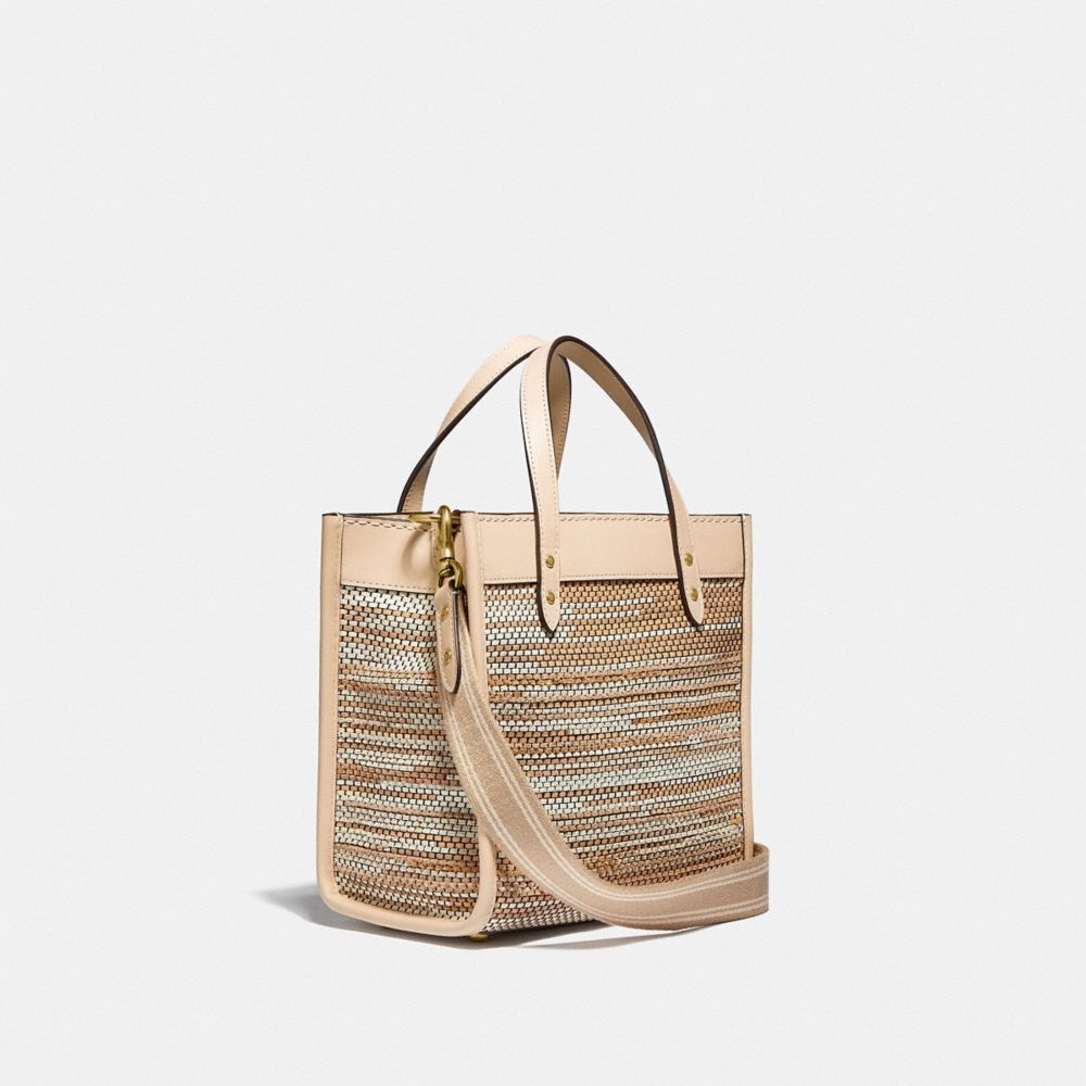 COACH®,Field Tote 22 In Upwoven Leather,,Angle View