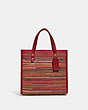 COACH®,FIELD TOTE 22 IN UPWOVEN LEATHER,Leather,Medium,Brass/Brick Red Multi,Front View