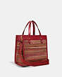 COACH®,FIELD TOTE 22 IN UPWOVEN LEATHER,Leather,Medium,Brass/Brick Red Multi,Angle View