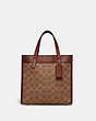 COACH®,FIELD TOTE 22 IN SIGNATURE CANVAS WITH HORSE AND CARRIAGE PRINT,canvas,Medium,Brass/Tan Truffle Rust,Front View