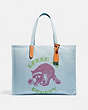 COACH®,TOTE 42 IN 100 PERCENT RECYCLED CANVAS,Recycled Canvas,Large,Brass/Celestial Blue,Front View