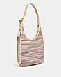 COACH®,ERGO SHOULDER BAG 33 IN UPWOVEN LEATHER,Upcycled Woven Leather,Large,Brass/Ivory Multi,Angle View