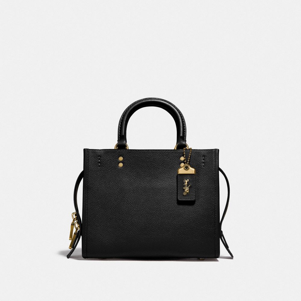 COACH®,ROGUE BAG 25,Pebble Leather,Medium,Brass/Black,Front View