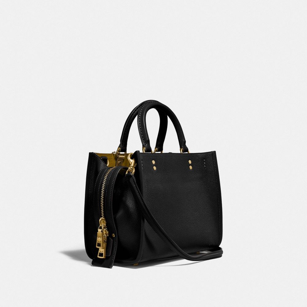 COACH®,ROGUE BAG 25,Pebble Leather,Medium,Brass/Black,Angle View
