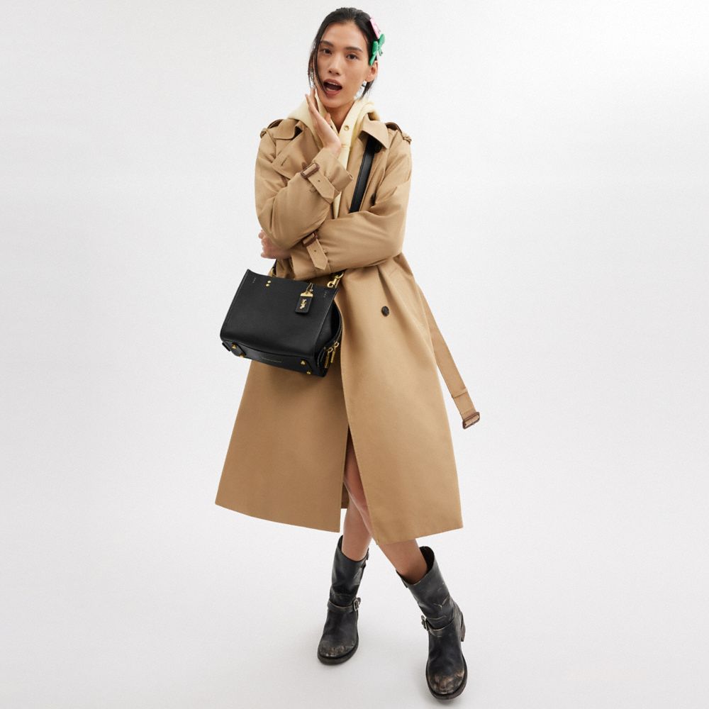 COACH®,Rogue Bag 25,Leather,Satchel,Logo,Metal,Casual,Black