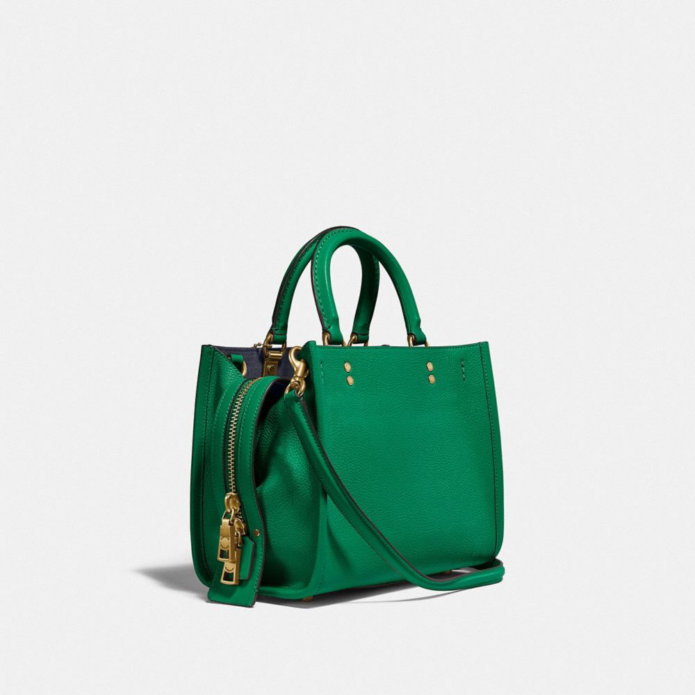 COACH®,Rogue Bag 25,Leather,Satchel,Logo,Metal,Work,,Angle View
