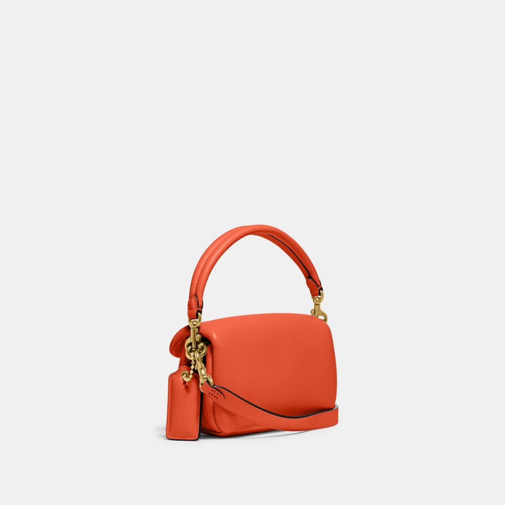 COACH®,PILLOW TABBY SHOULDER BAG 18,Nappa leather,Mini,Brass/Sun Orange,Angle View