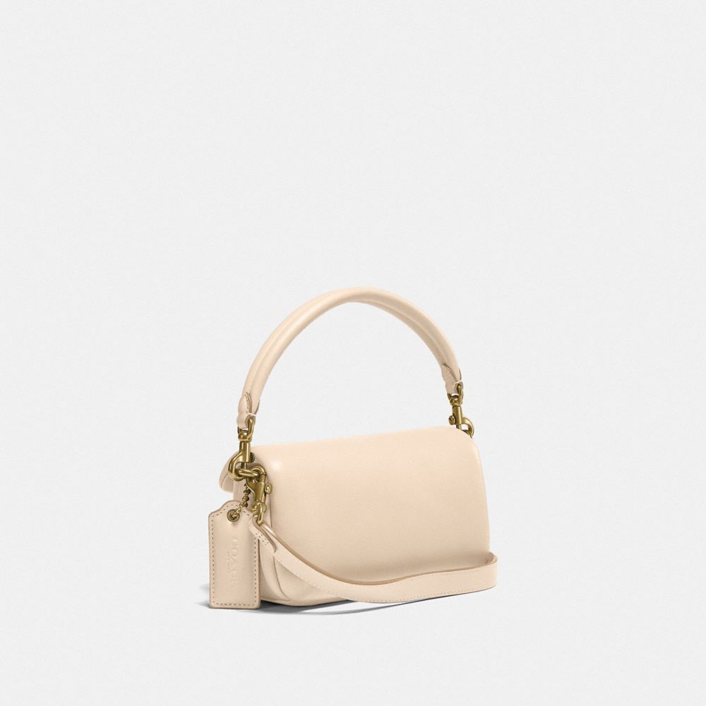 COACH®,PILLOW TABBY SHOULDER BAG 18,Nappa leather,Mini,Brass/Ivory,Angle View