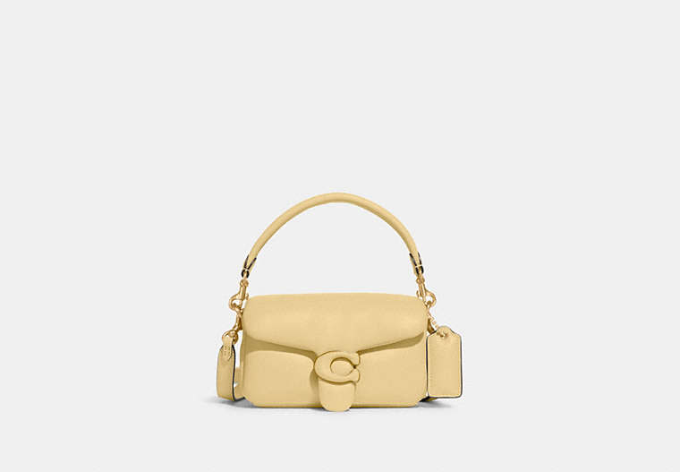 COACH®,PILLOW TABBY SHOULDER BAG 18,Smooth Leather,Mini,Brass/Vanilla,Front View