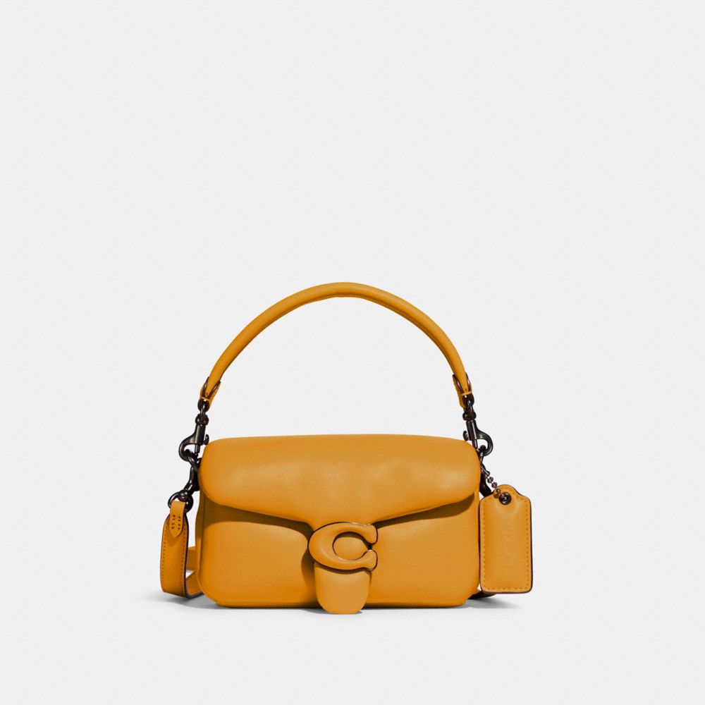 COACH®,Pillow Tabby Shoulder Bag 18,Calfskin Leather,Crossbody,Logo,Silver Metal,Casual,,Front View