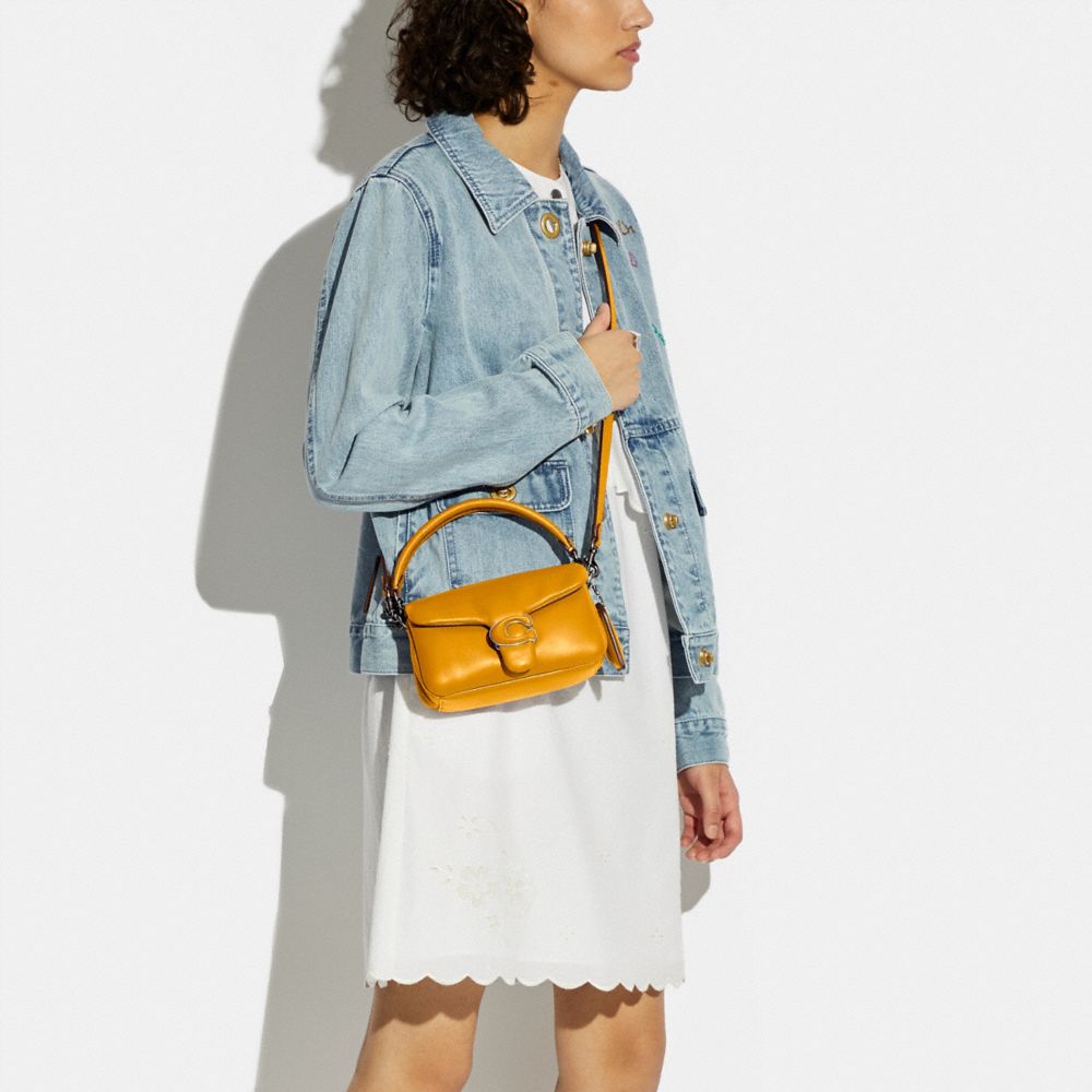 COACH®,Pillow Tabby Shoulder Bag 18,Calfskin Leather,Crossbody,Logo,Silver Metal,Casual,,Detail View