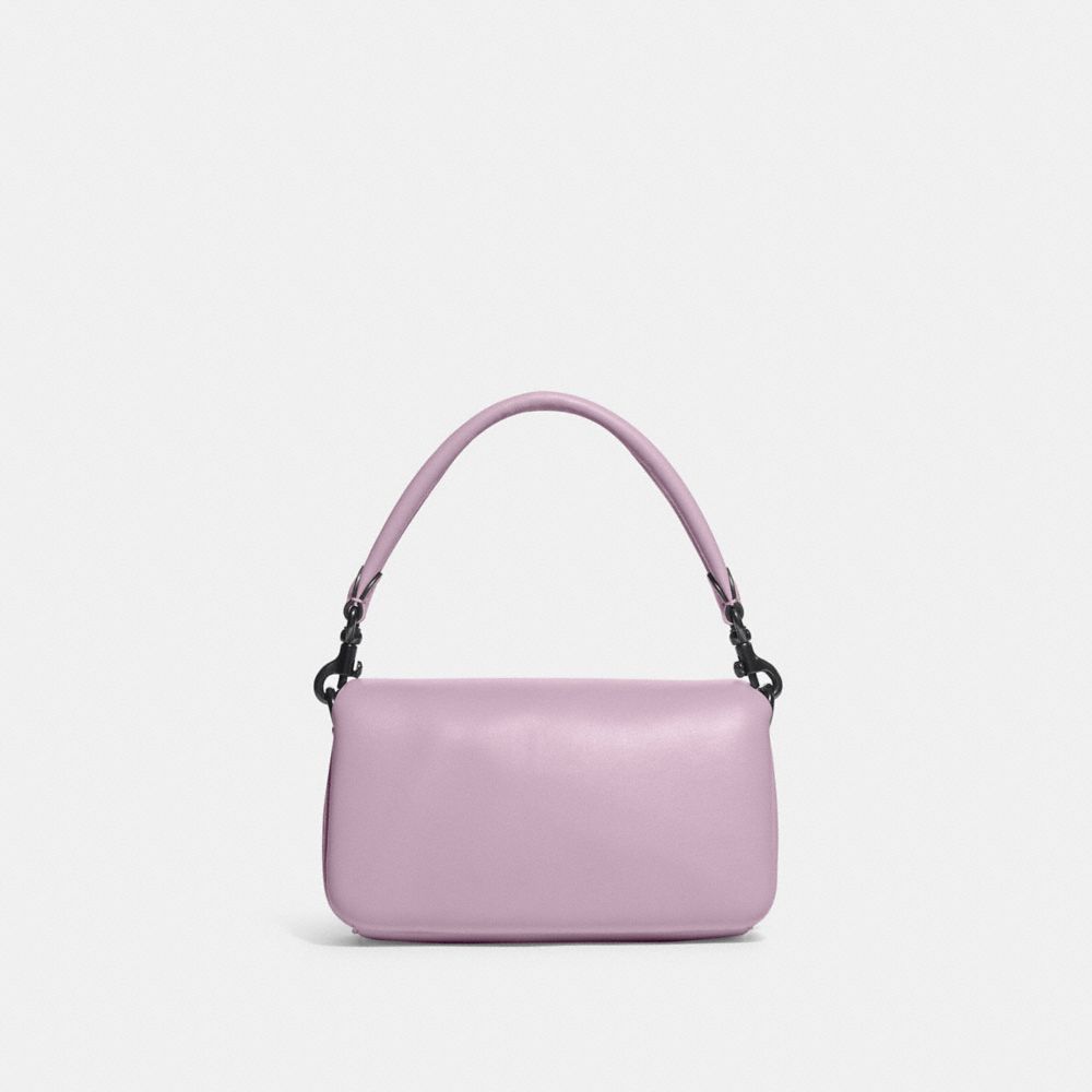 COACH®,Pillow Tabby Shoulder Bag 18,Calfskin Leather,Crossbody,Logo,Silver Metal,Casual,Lavender,Back View
