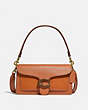 COACH®,TABBY SHOULDER BAG 26 WITH SNAKESKIN DETAIL,Pebble Leather,Medium,Brass/Hazelnut,Front View