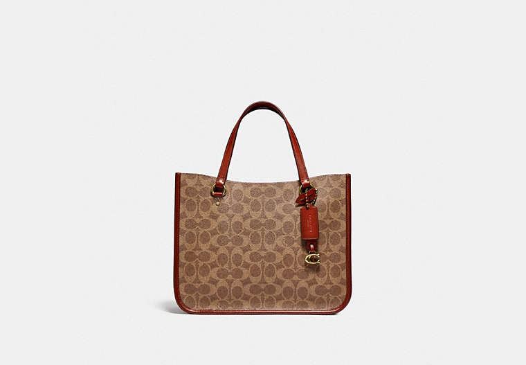 COACH®,TYLER CARRYALL 28 IN SIGNATURE CANVAS,Signature Coated Canvas,Medium,Brass/Tan/Rust,Front View