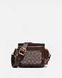 COACH®,UTILITY CROSSBODY 18 IN SIGNATURE JACQUARD,Jacquard/Smooth Leather,Small,Oak/Maple,Front View