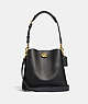 COACH®,WILLOW BUCKET BAG,Pebble Leather,Medium,Brass/Black,Front View