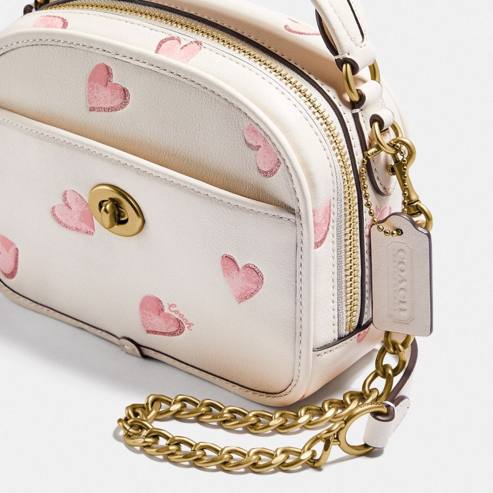 COACH Upcrafted Lunchbox Top Handle With Heart Print in Pink