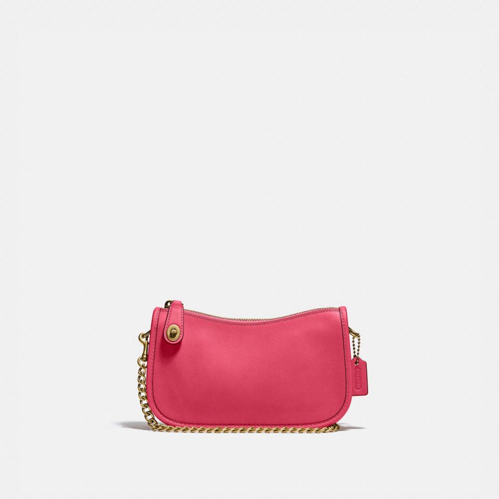 バッグ COACH Handbag Pouch Signature Leather COACH Pebbled Leather Pouch Silver Tone Shoulder Bag | Dillard's
