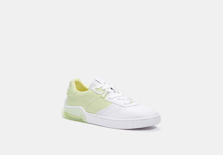 COACH®,CITYSOLE COURT SNEAKER,Leather,Optic White Pale Lime,Front View