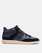 COACH®,CITYSOLE MID TOP SNEAKER,Signature Coated Canvas/Suede,Charcoal/Black,Angle View