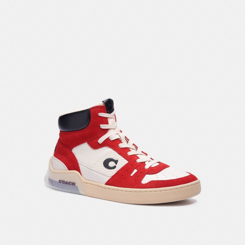 COACH®,BASKETS CITYSOLE HIGH TOP,Cuir/Suède,Cardinal vif Craie,Front View