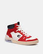 COACH®,CITYSOLE HIGH TOP SNEAKER,Leather/Suede,Bright Cardinal Chalk,Front View