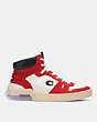COACH®,CITYSOLE HIGH TOP SNEAKER,Leather/Suede,Bright Cardinal Chalk,Angle View