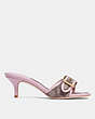 COACH®,BUCKLE MULE,Signature Coated Canvas,Oak/Pink Orchid,Angle View