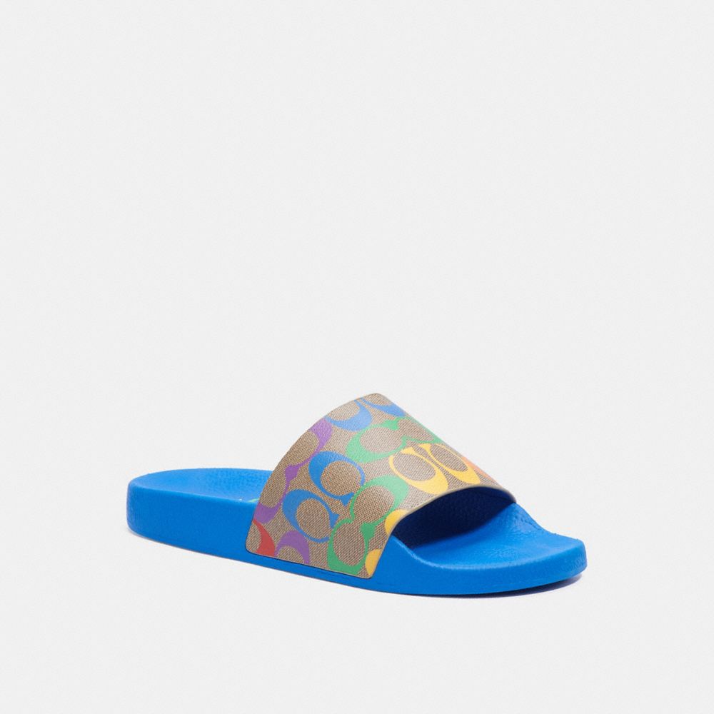 COACH Outlet Slide With Rainbow Signature Canvas