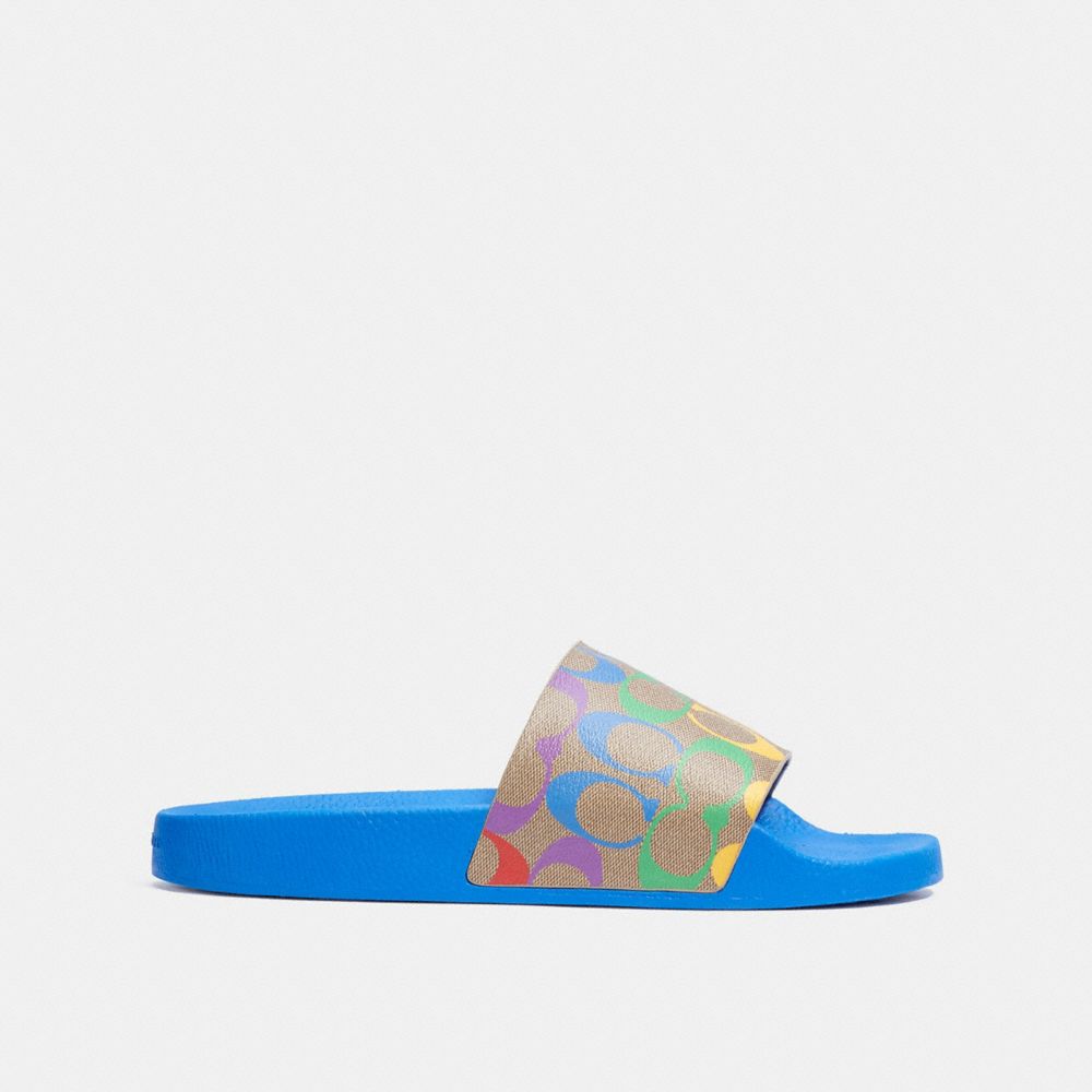 COACH Outlet Slide With Rainbow Signature Canvas