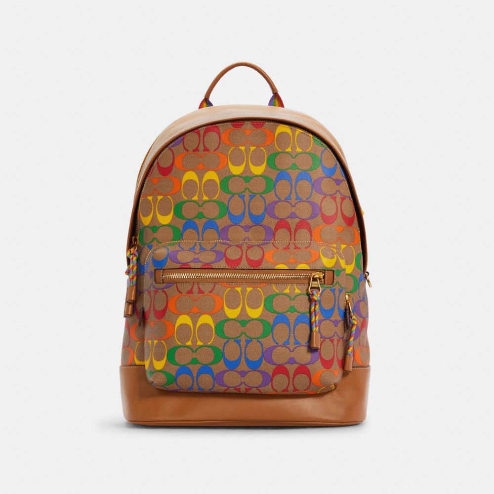 COACH Outlet West Backpack In Rainbow Signature Canvas