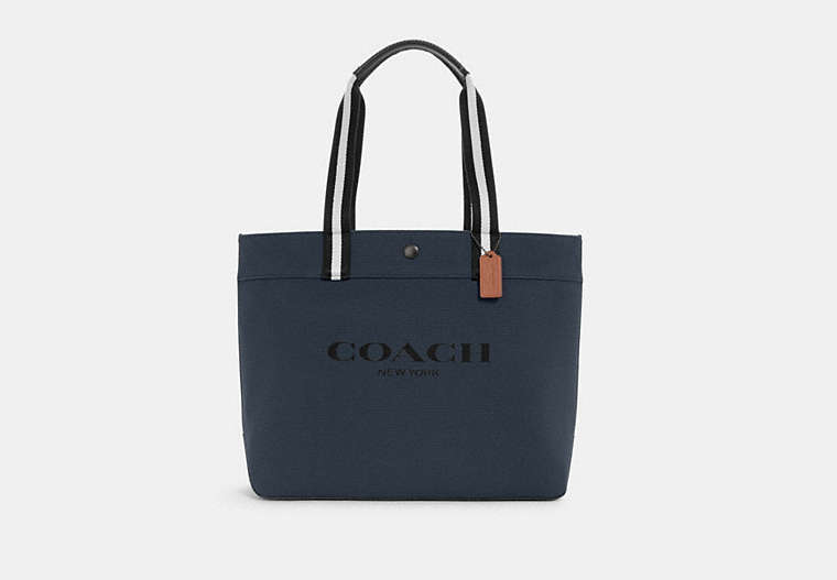 COACH®,TOTE 38 WITH COACH,Synthetic,Large,Gunmetal/Midnight Navy,Front View