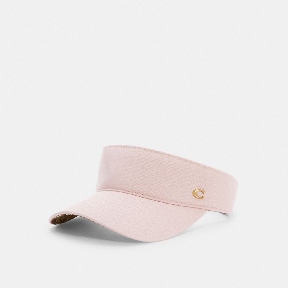 COACH®,SOLID VISOR WITH SIGNATURE LINING,cottontwill,Pink Khaki,Front View