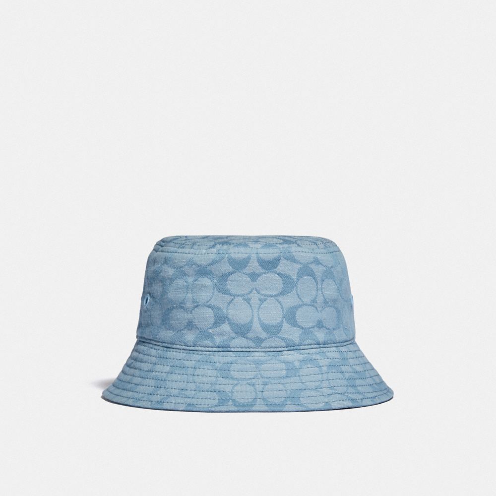 COACH®,SIGNATURE CHAMBRAY BUCKET HAT,cotton,Pale Chambray,Front View