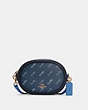 COACH®,CAMERA BAG WITH HORSE AND CARRIAGE DOT PRINT,Canvas/Smooth Leather,Small,Gold/Denim,Front View