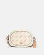 COACH®,CAMERA BAG WITH HORSE AND CARRIAGE DOT PRINT,Canvas/Smooth Leather,Small,Gold/Cream,Front View