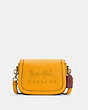 COACH®,SADDLE BAG WITH HORSE AND CARRIAGE,Pebble Leather,Medium,Gold/Ochre/Vintage Mauve,Front View