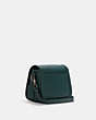 COACH®,SADDLE BAG WITH HORSE AND CARRIAGE,Pebble Leather,Medium,Gunmetal/Forest,Angle View