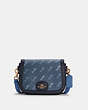 COACH®,SADDLE BAG WITH HORSE AND CARRIAGE DOT PRINT,Small,Gold/Denim,Front View