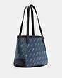 COACH®,TOTE 27 WITH HORSE AND CARRIAGE DOT PRINT,Canvas/Smooth Leather,Medium,Gold/Denim,Angle View