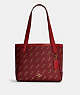 COACH®,TOTE 27 WITH HORSE AND CARRIAGE DOT PRINT,Canvas/Smooth Leather,Medium,Gold/1941 Red,Front View